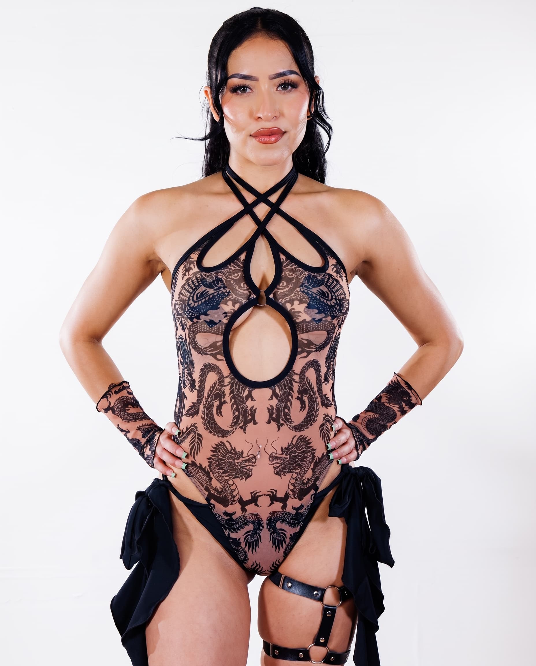 Dynasty Cross Faded Bodysuit - Nude