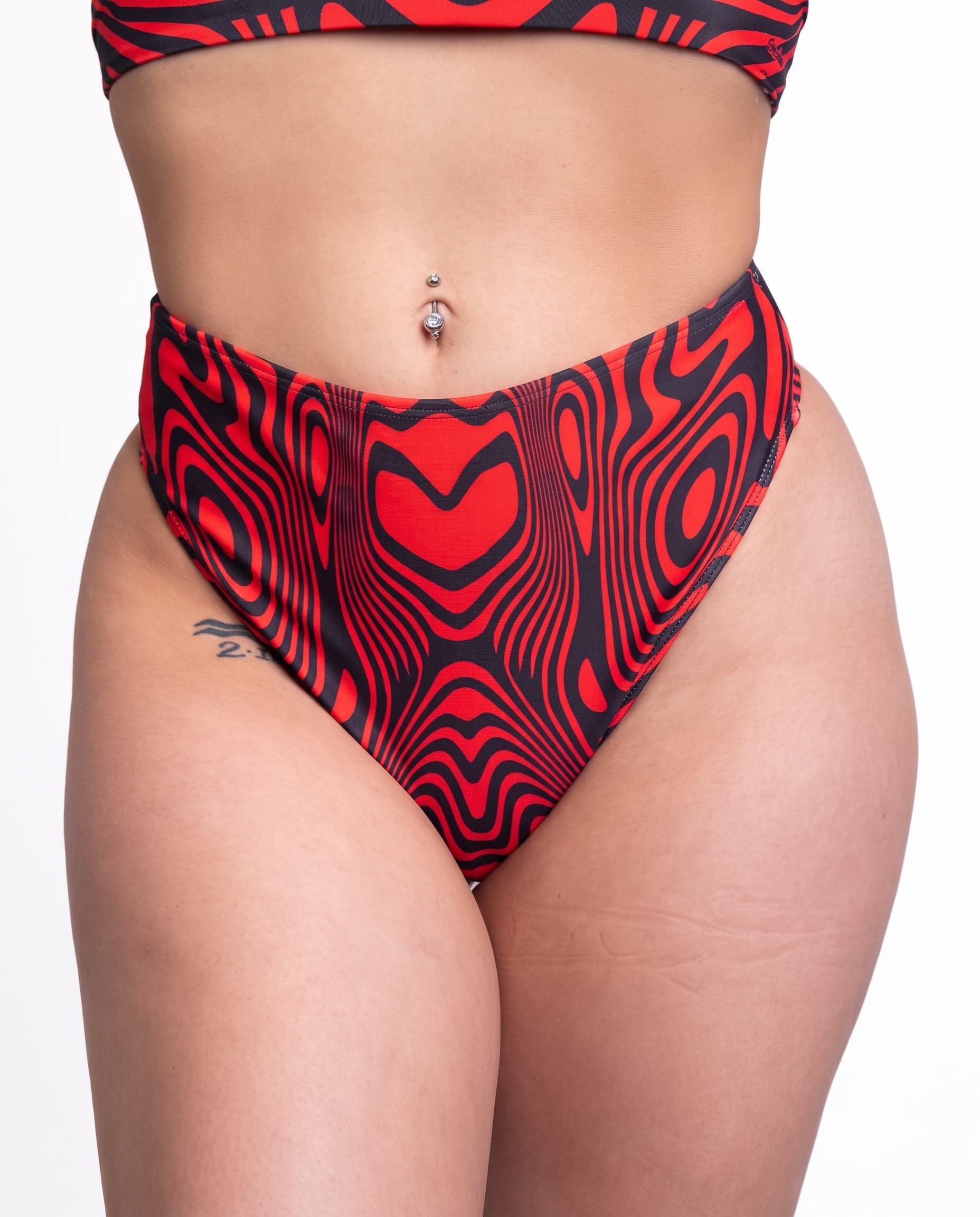 Red Void High Waisted Thong. Freedom Rave Wear product photo