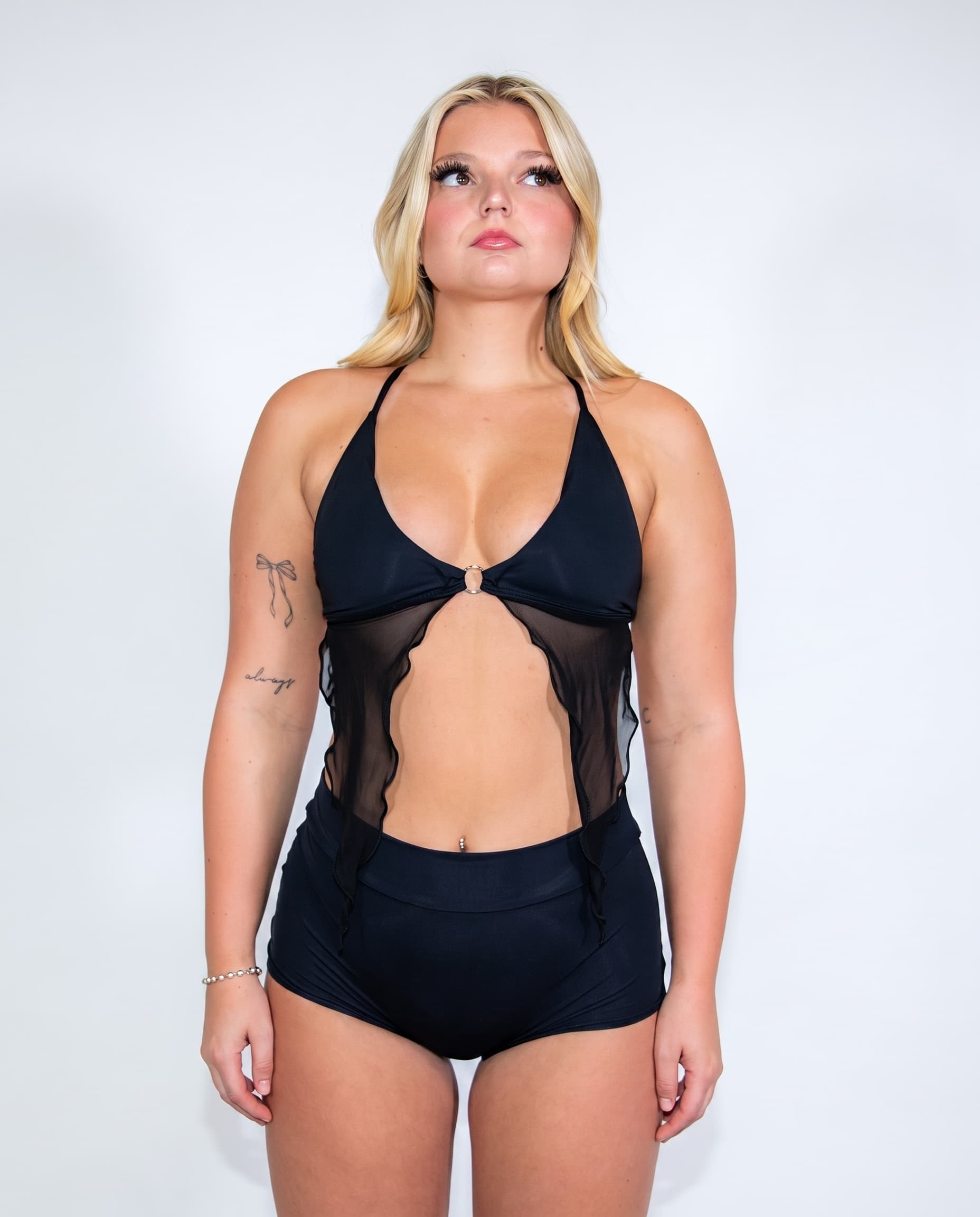 Matte Black Deep Sea Bikini Top. Freedom Rave Wear product photo