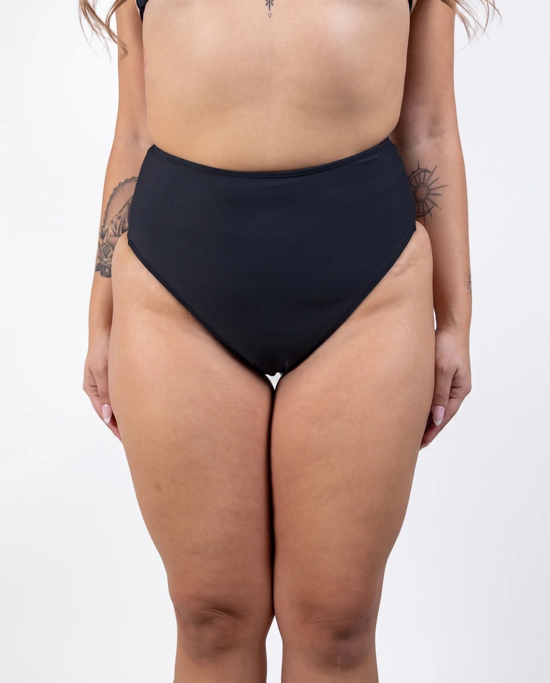 Matte Black High Waisted Bikini Bottoms
