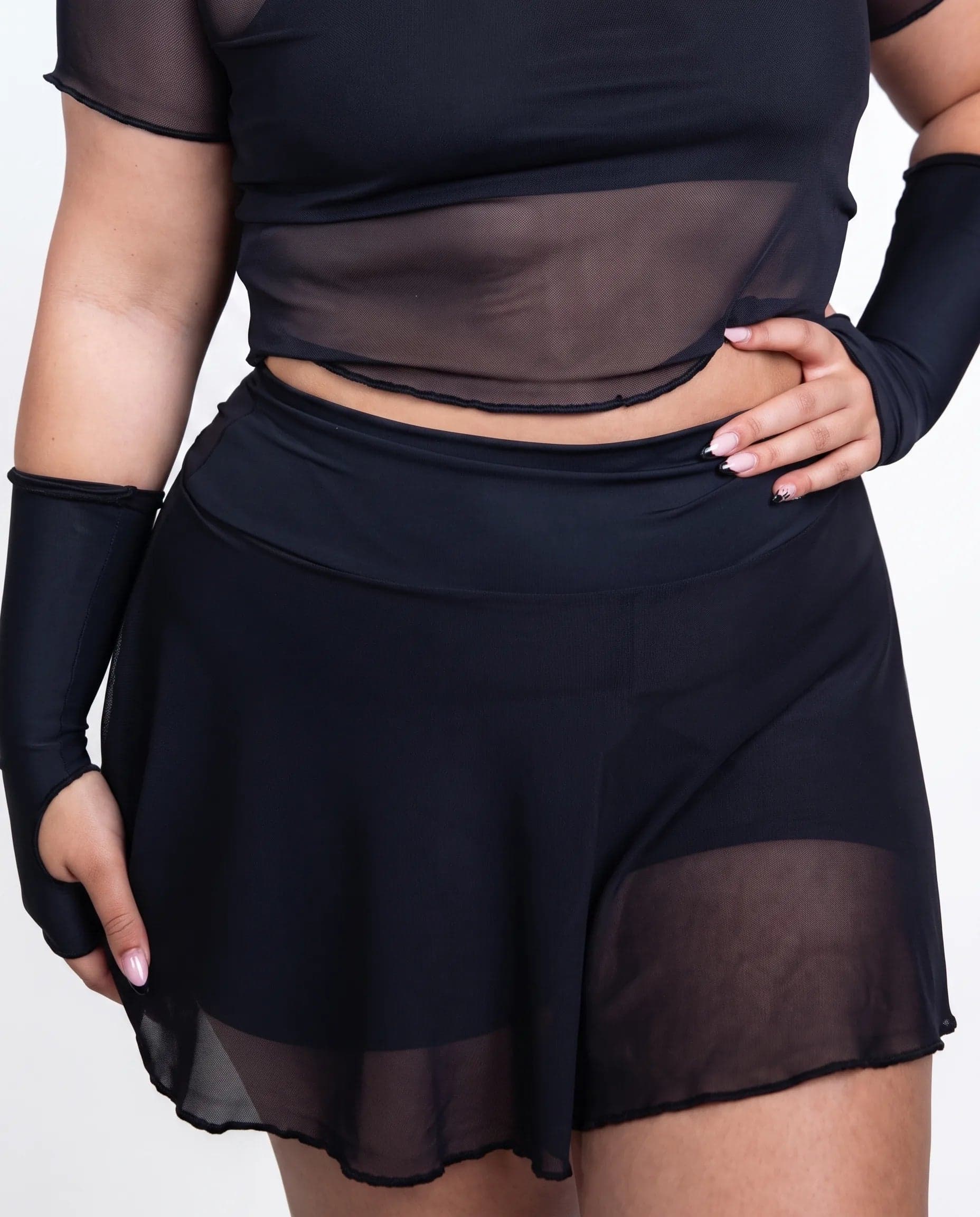 Women's Matte Black Mesh Skort