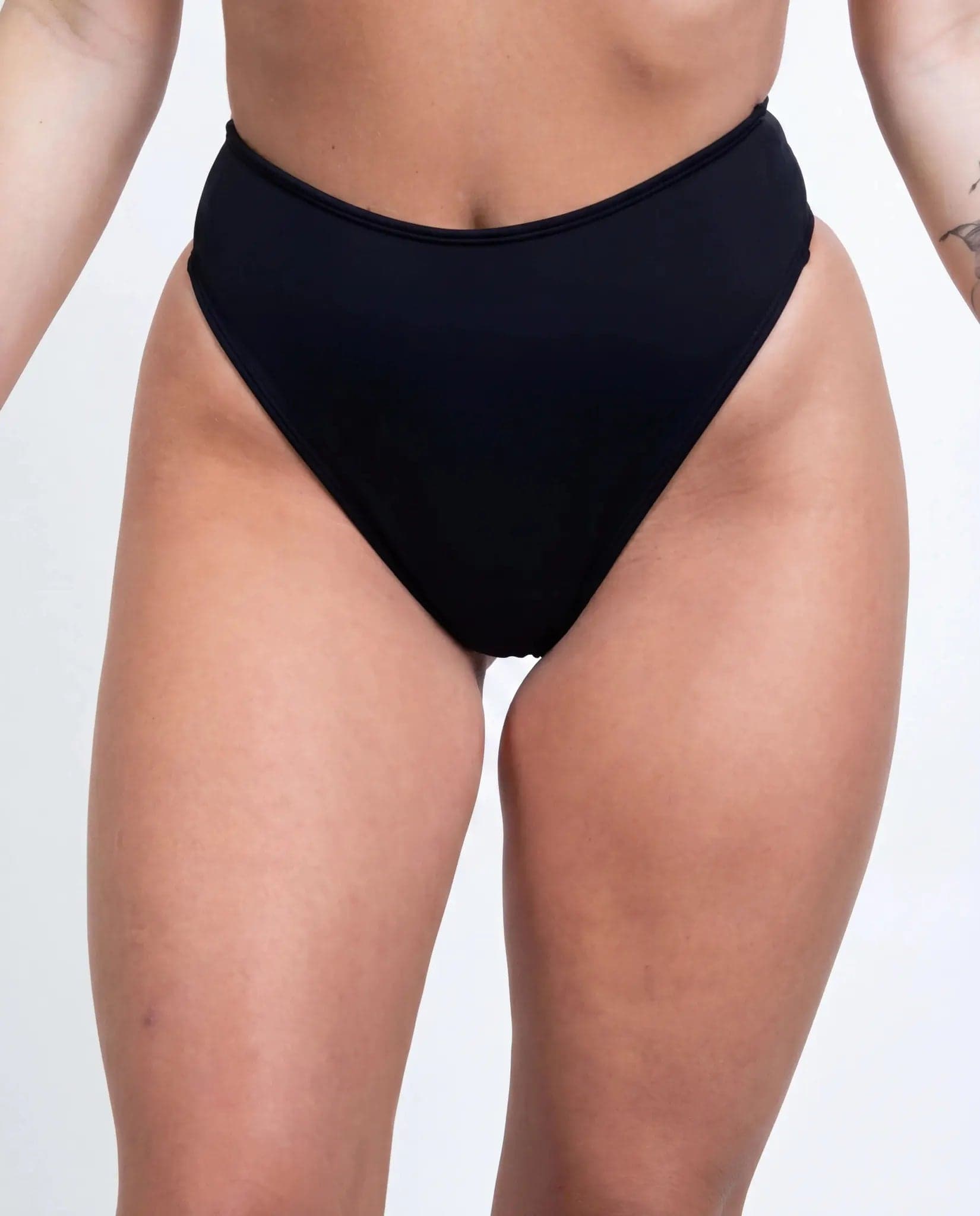 Matte Black High Waisted Thong. Freedom Rave Wear product photo