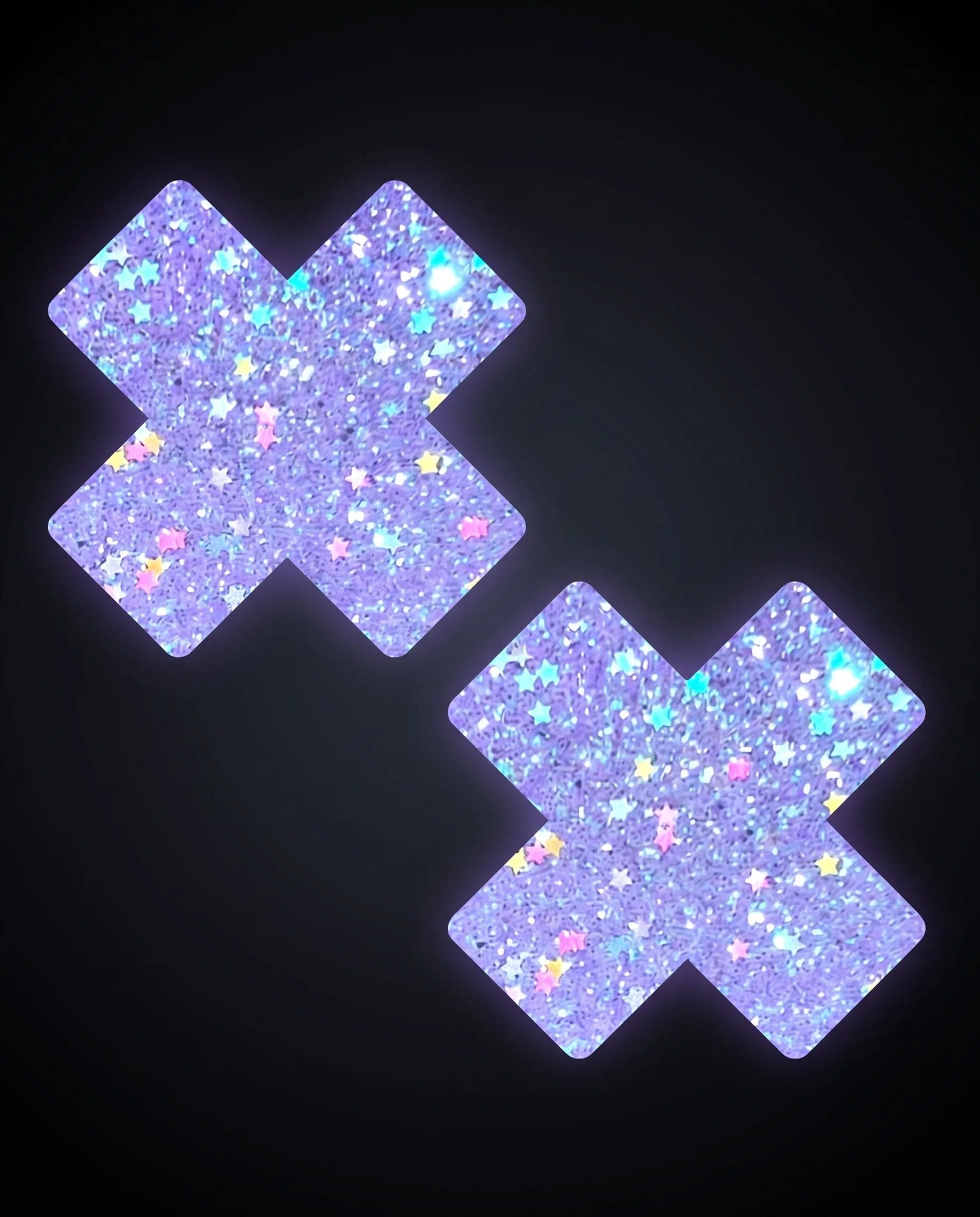 Purple Cotton Candy Blacklight Glitter X Nipple Cover Pasties