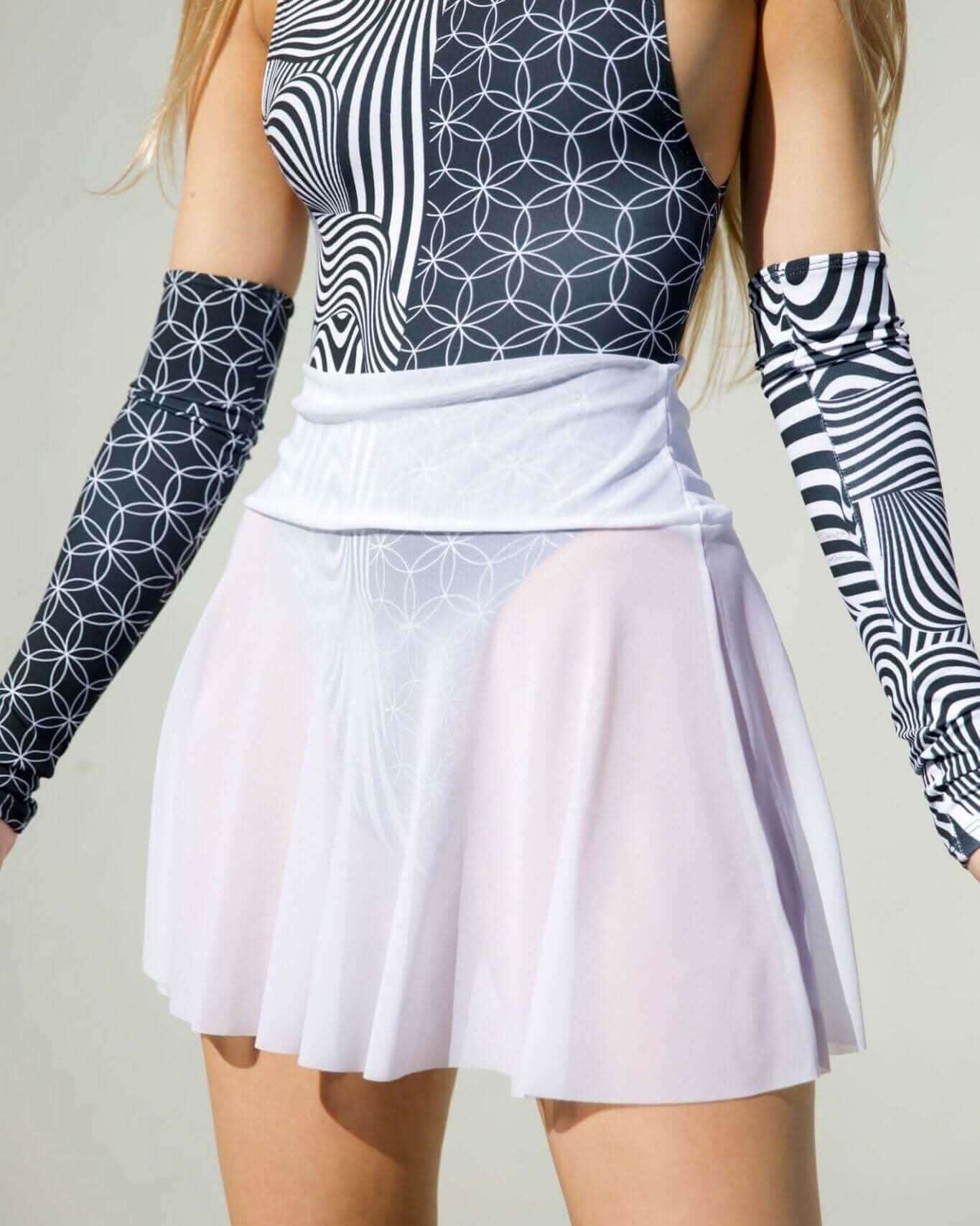 White Mesh Skater Skirt. Freedom Rave Wear product photo