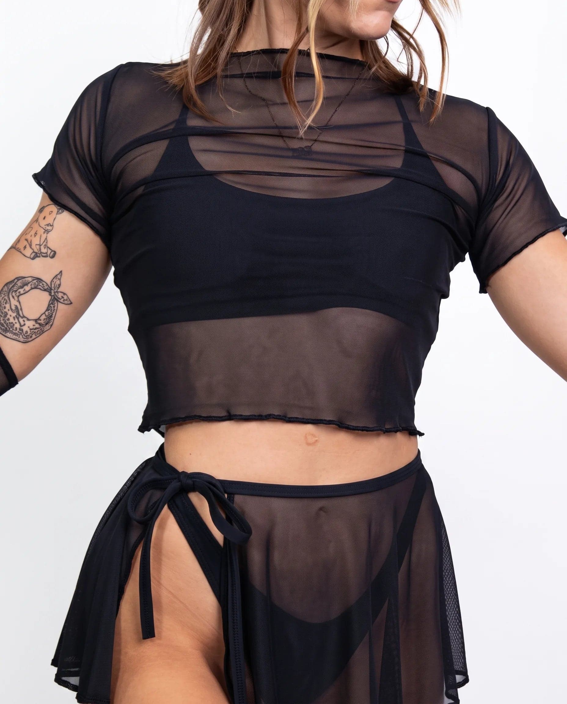 Black Mesh Baby Tee